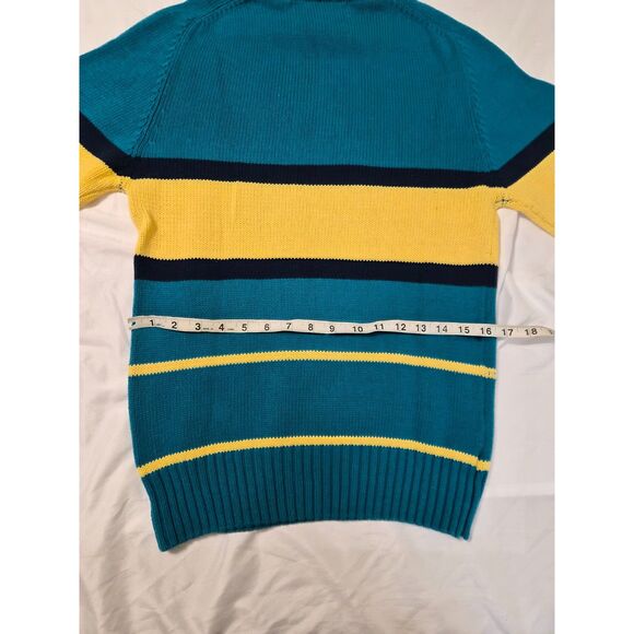Vtg 90s John Ashford Cable Knit Striped Sweater Unisex L Colorblock Fisherman - Picture 11 of 15